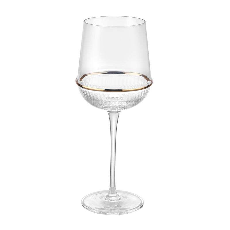 Round Wine Glass with Gold Ring (Set of 6)