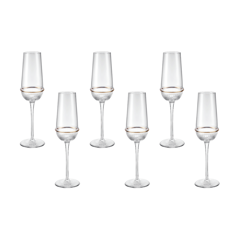 Round Champagne with Gold Ring(Set of 6)