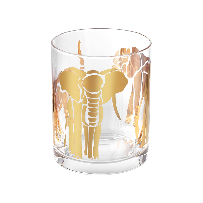 Glass with Elephant Decal (Set of 2)