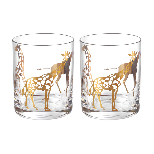 Glass with Giraffe Decal (Set of 2)