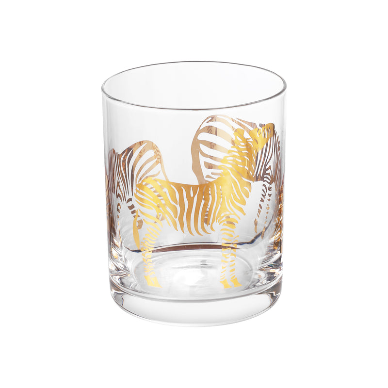 Glass with Zebra Decal (Set of 2)