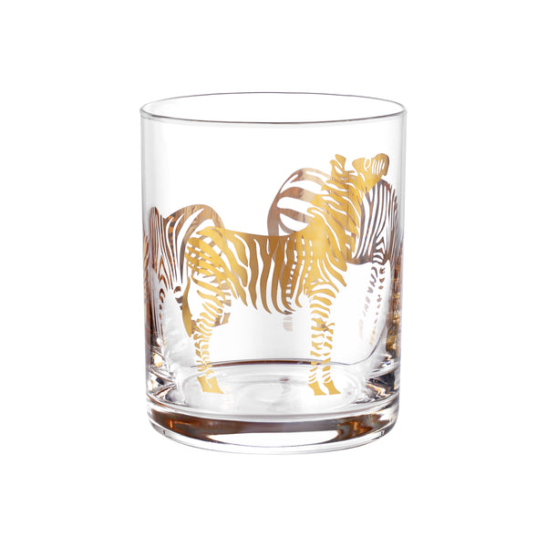 Glass with Zebra Decal (Set Of 6)