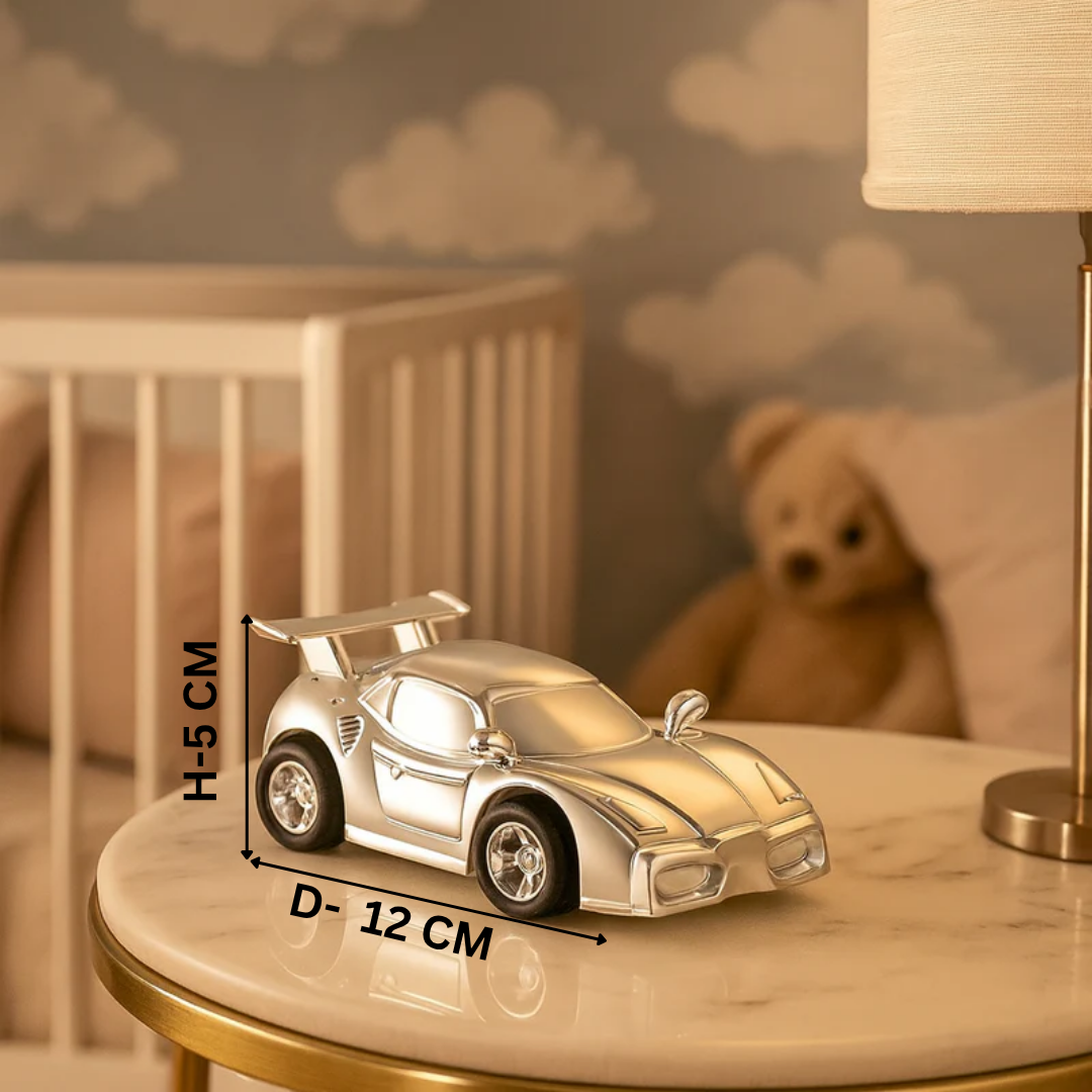 RACING CAR MONEY BANK Silver