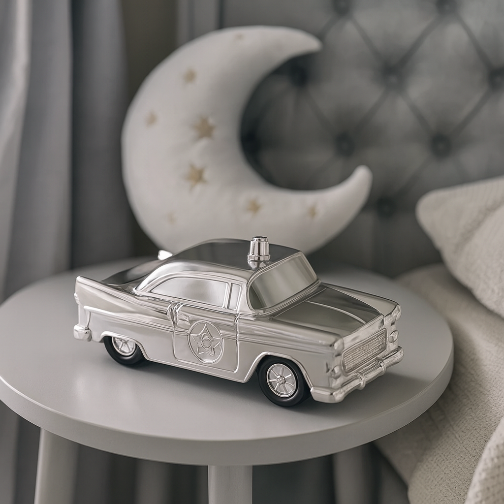 Silver Police Car Money Bank