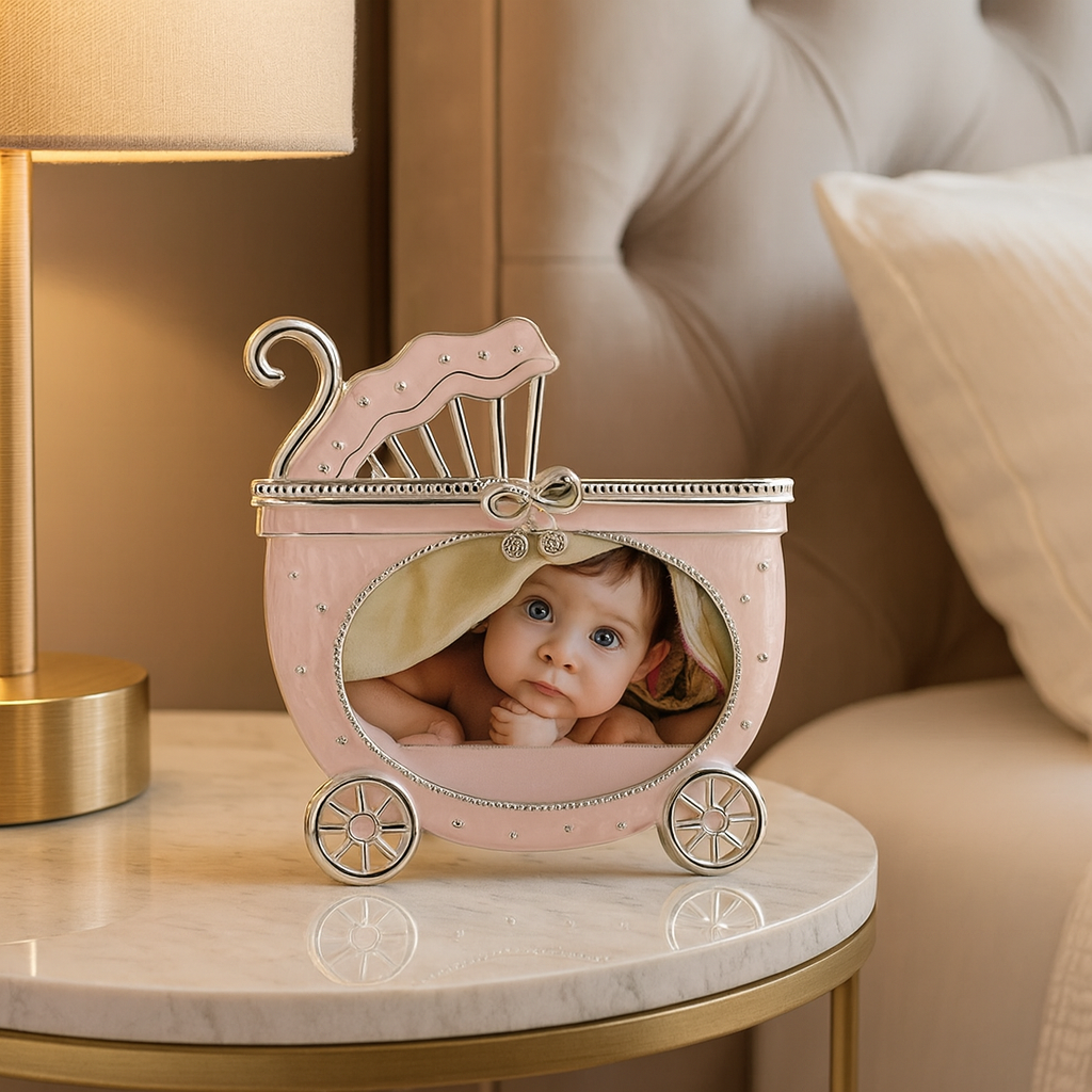 BABY CARRIAGE PHOTOFRAME PINK