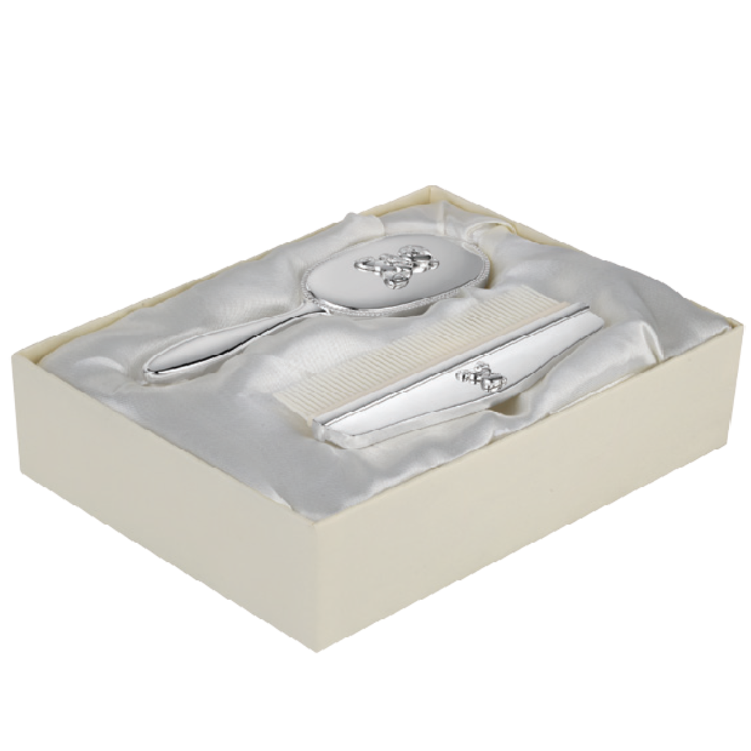 Teddy Bear Brush & Comb Set Sil.Col.