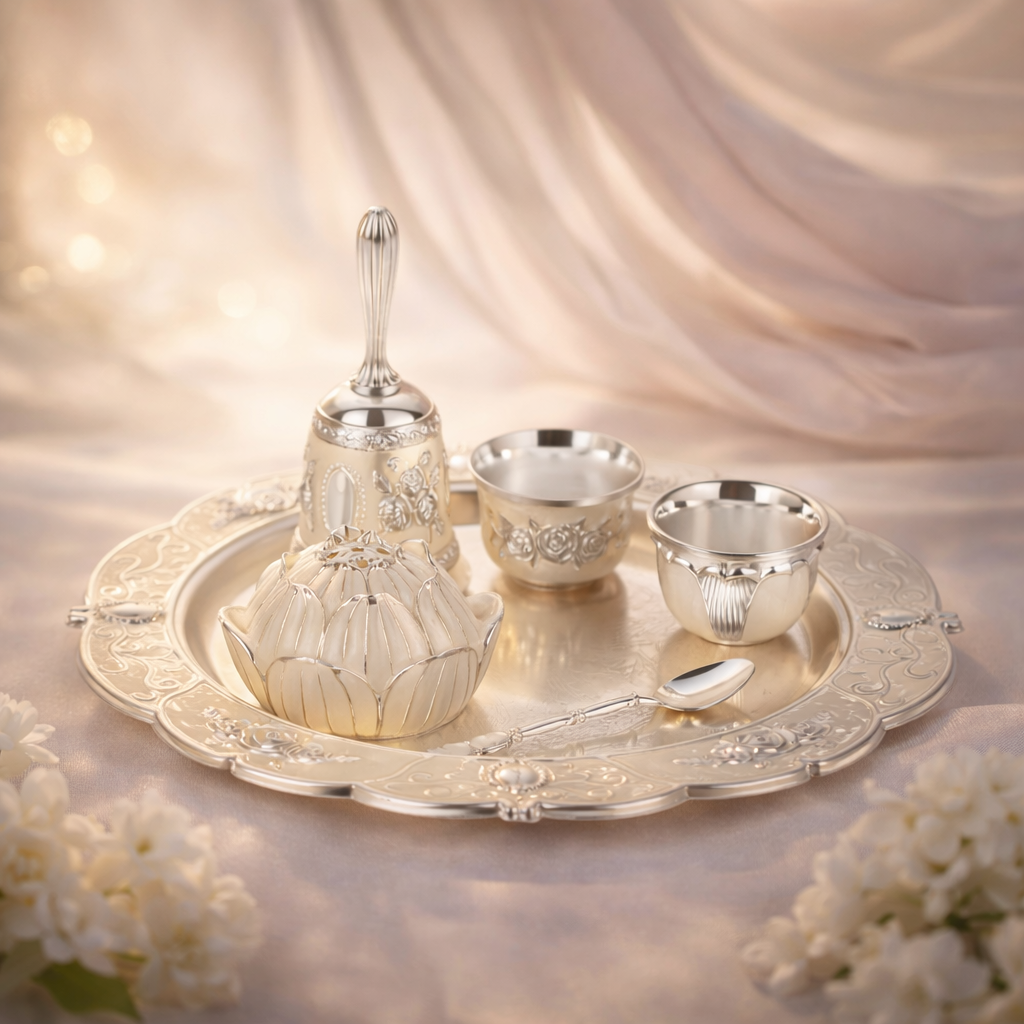 Pastel Puja Thali (White)