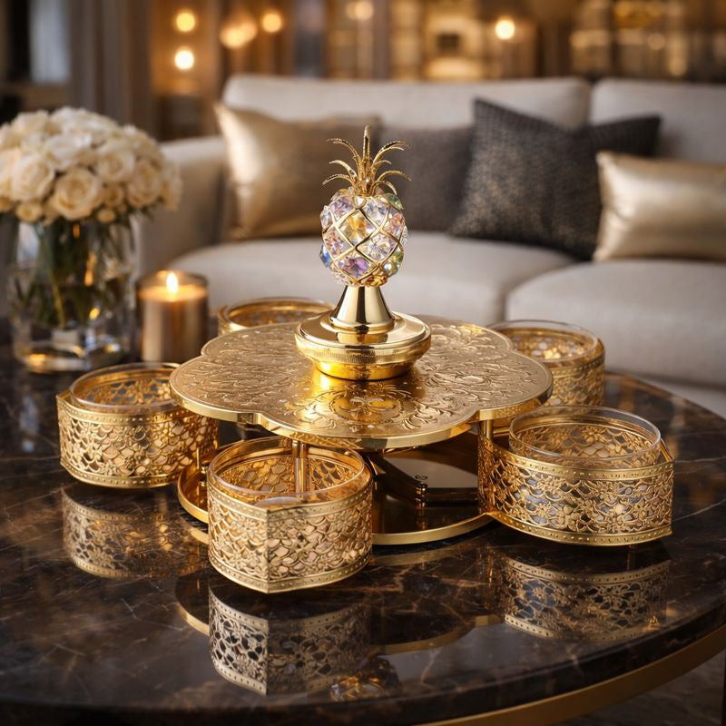 Pineapple 5 Candy Bowls Golden Col.