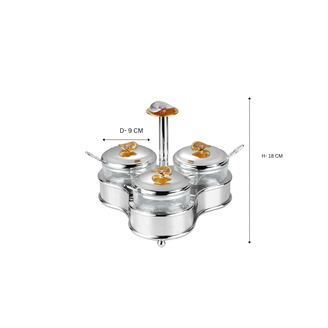 Regal Treasure Trio Glass Bowls with Lids & Spoons Dual Tone