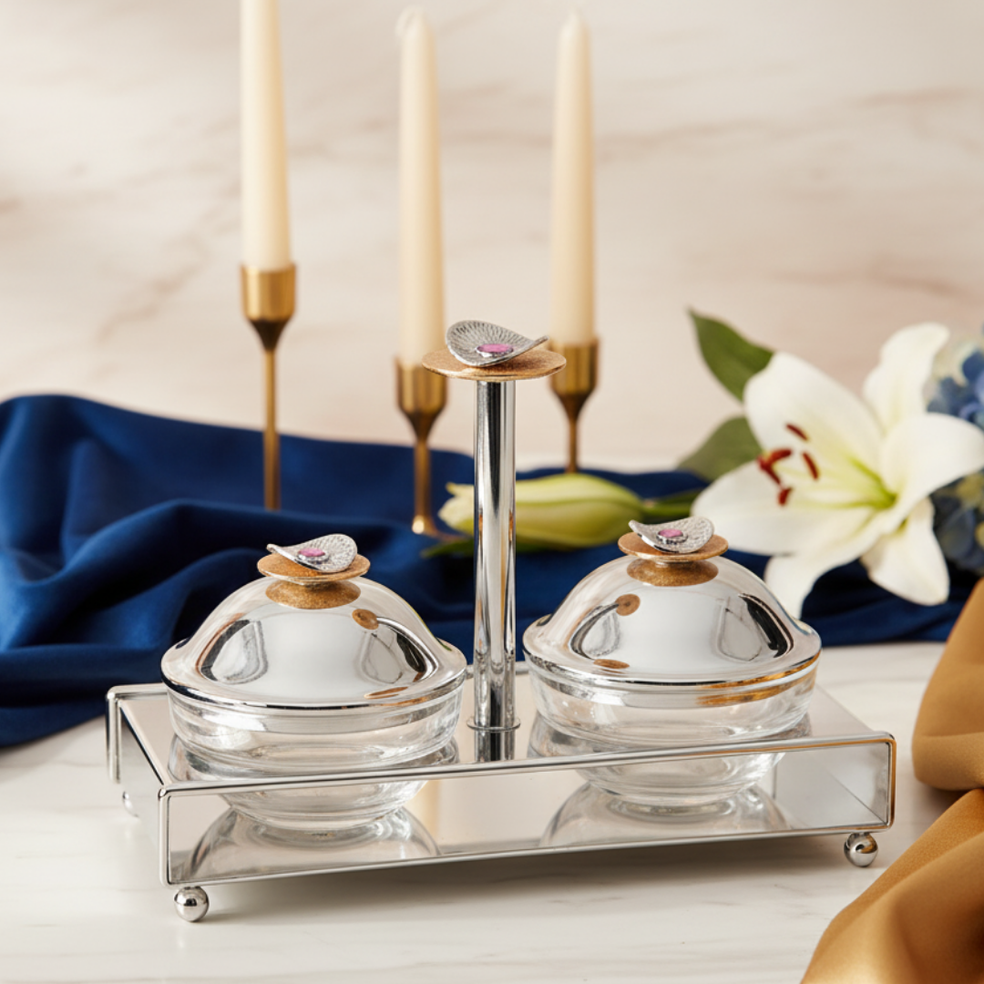 Regal Treasure Twin Bowls Server Dual Tone