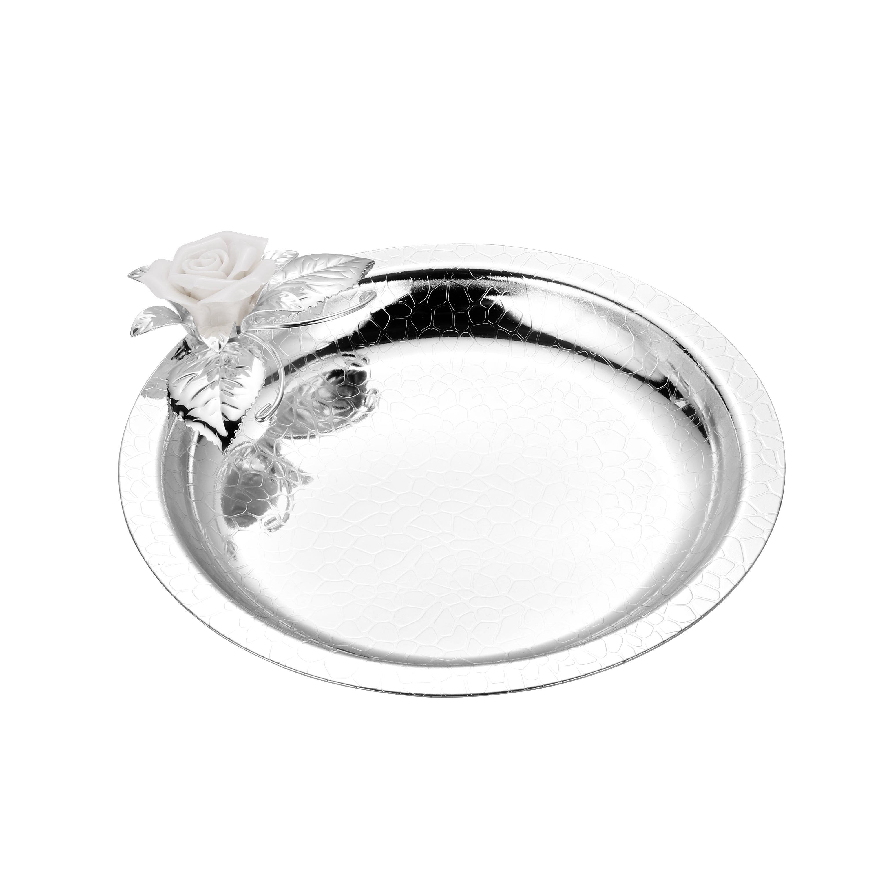 Flower Round Tray White