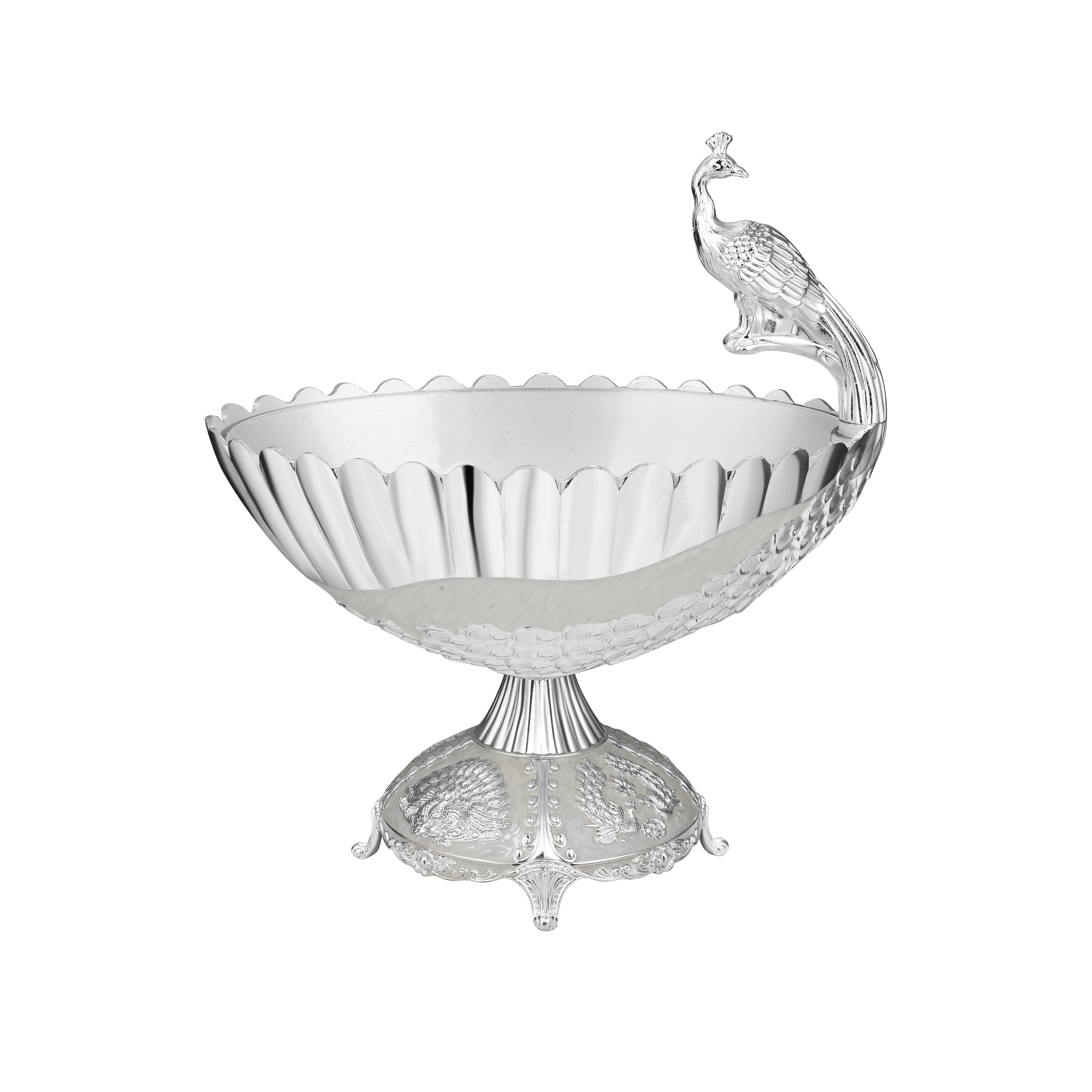 Enamel Peacock Design Center Piece White