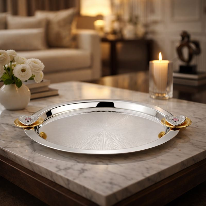Regal Treasure Dual Blossom Tray Round Dual Tone
