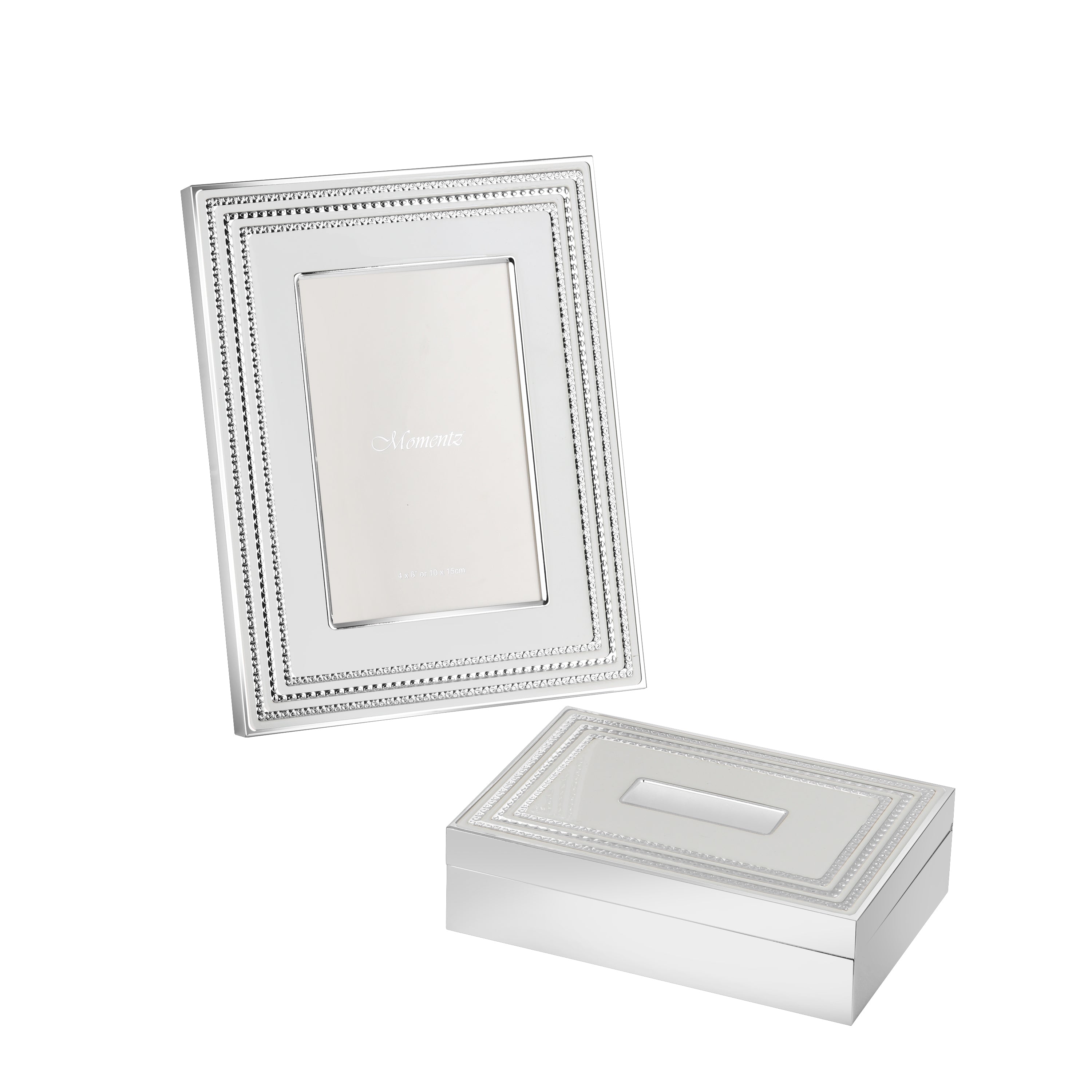 Luxury White Photo Frame & jewellery Box Set