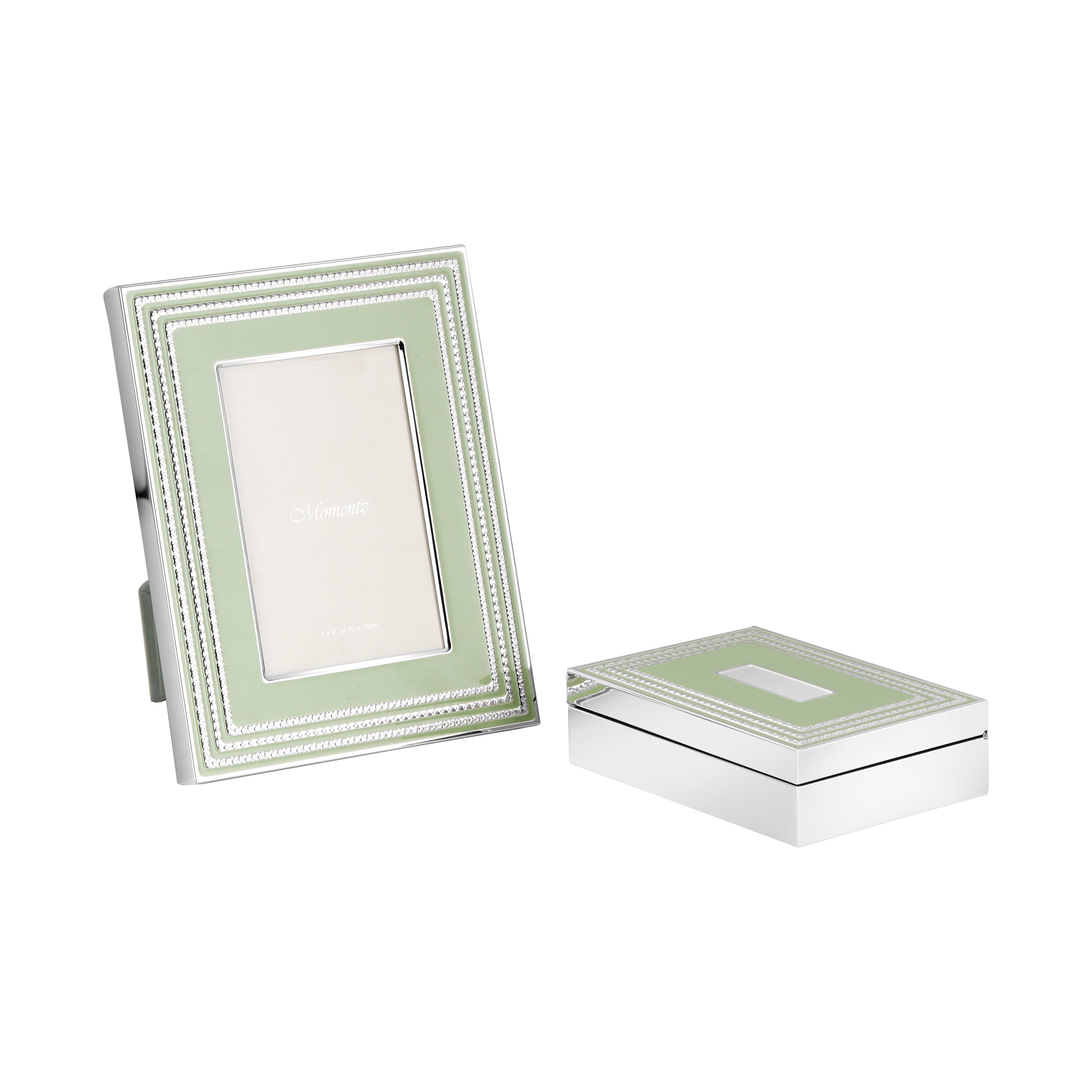 Luxury Green Photo Frame & jewellery Box Set