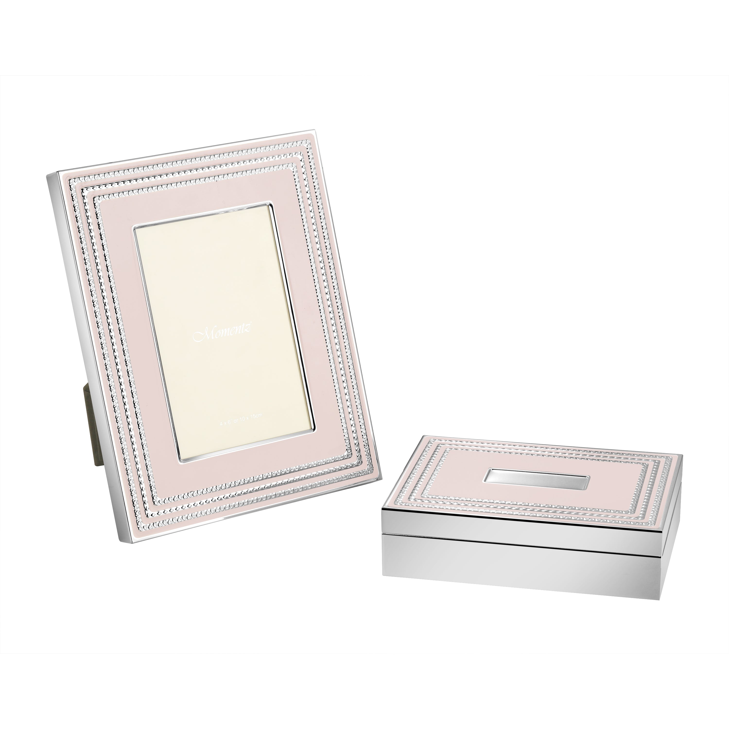 Blush Pink Silver Photo Frame & Keepsake Box Gift Set