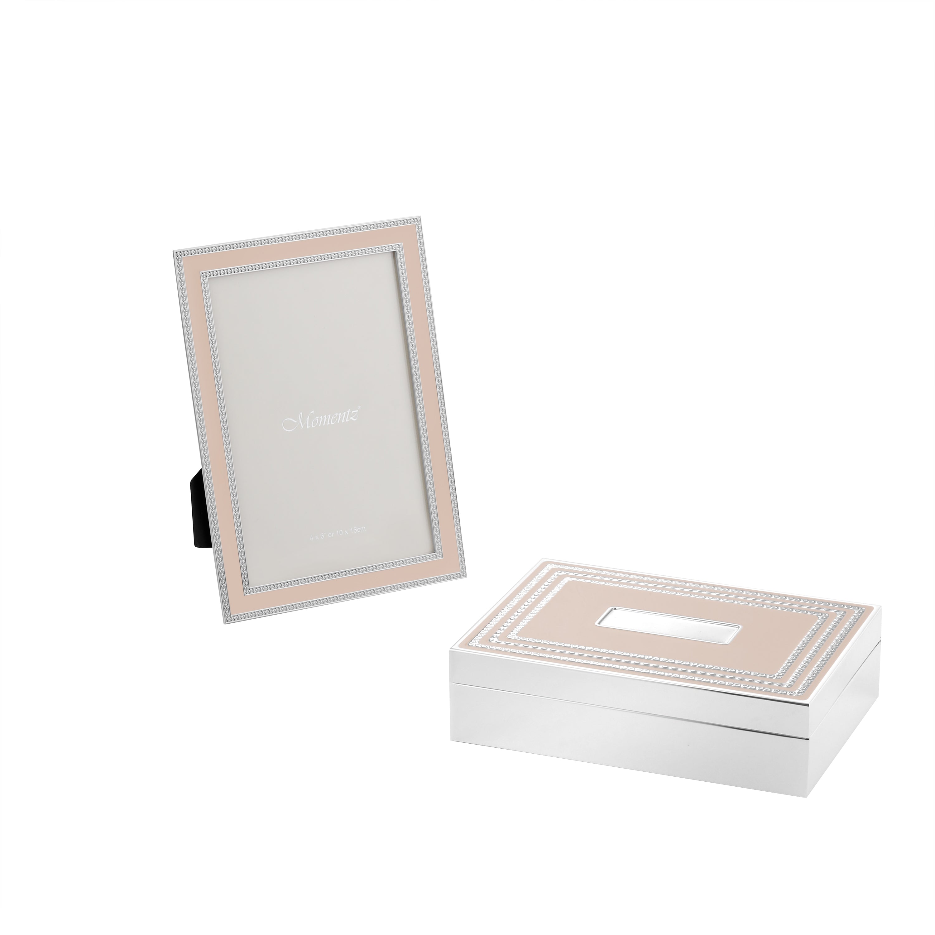 Blush Pink Silver Photo Frame & Keepsake Box Gift Set
