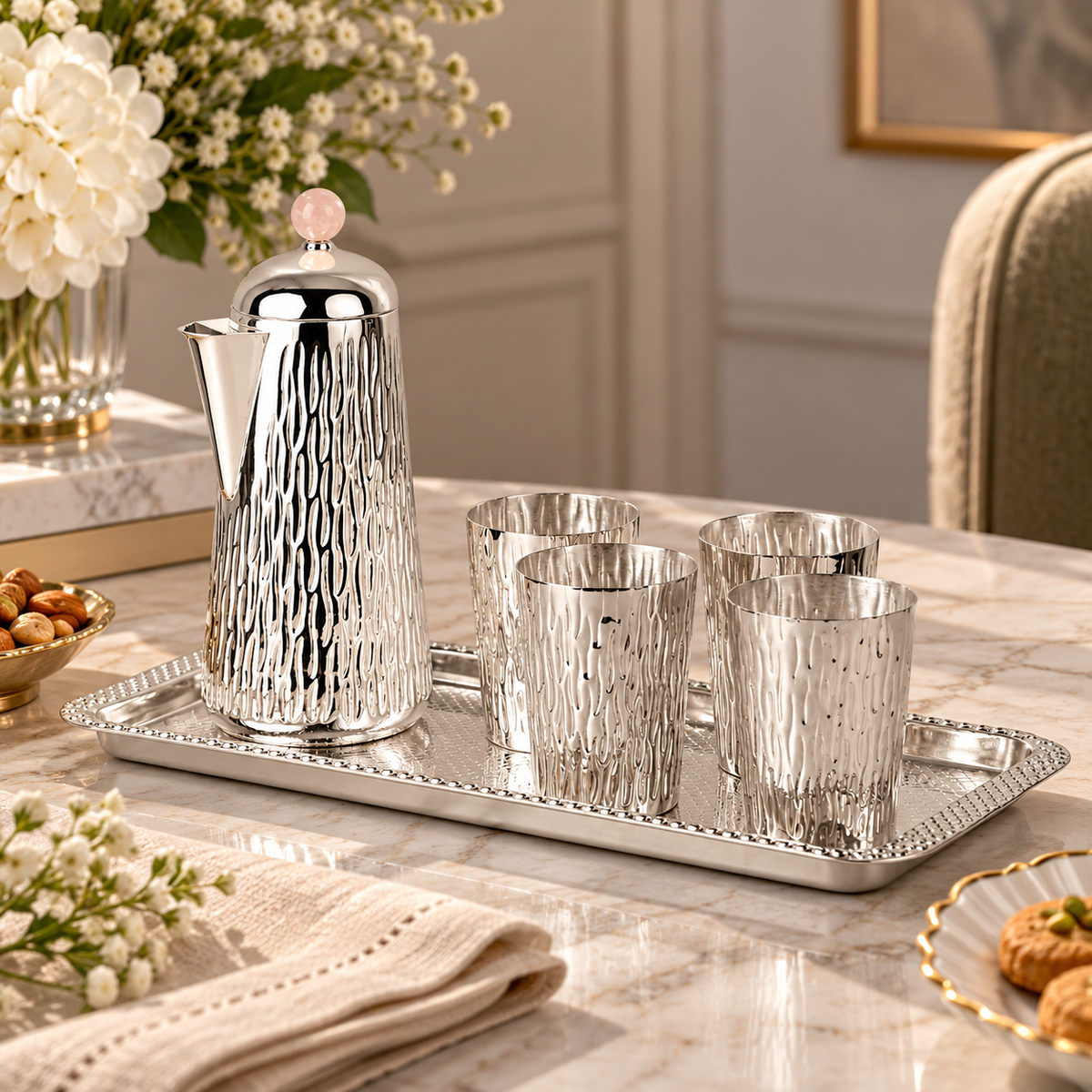 Jug + 4 Glasses+ Tray