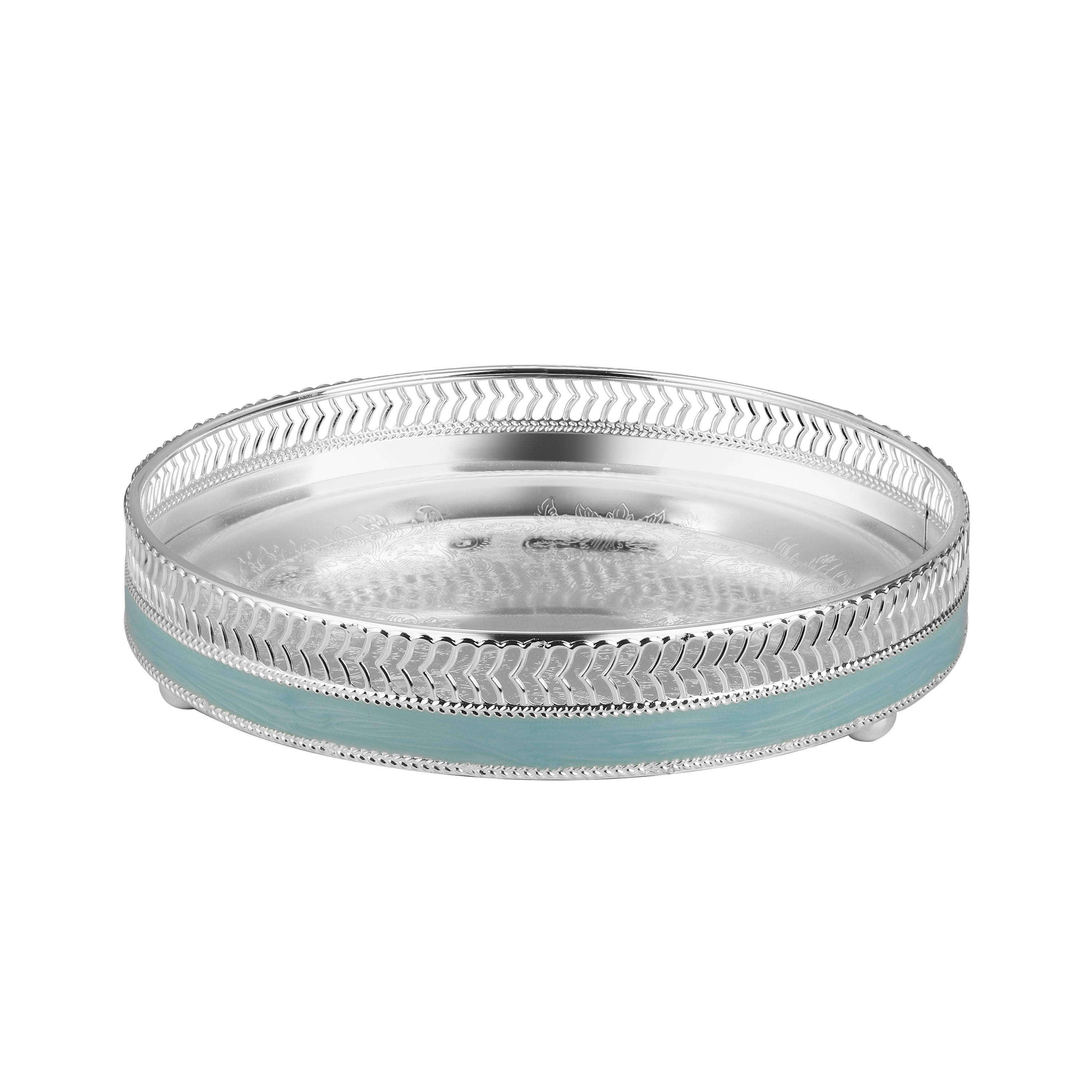Aura Rim Round Tray Blue