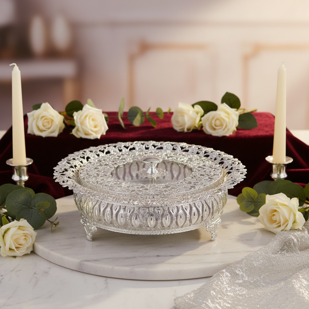 Flora Round Lid Basket Sil.Col.