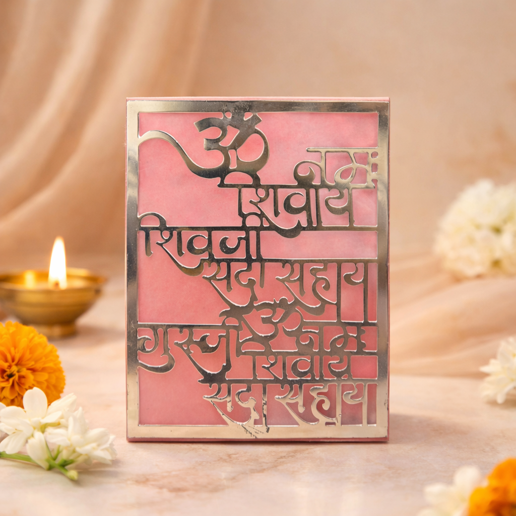 Namokar Mantra on Marble Pink