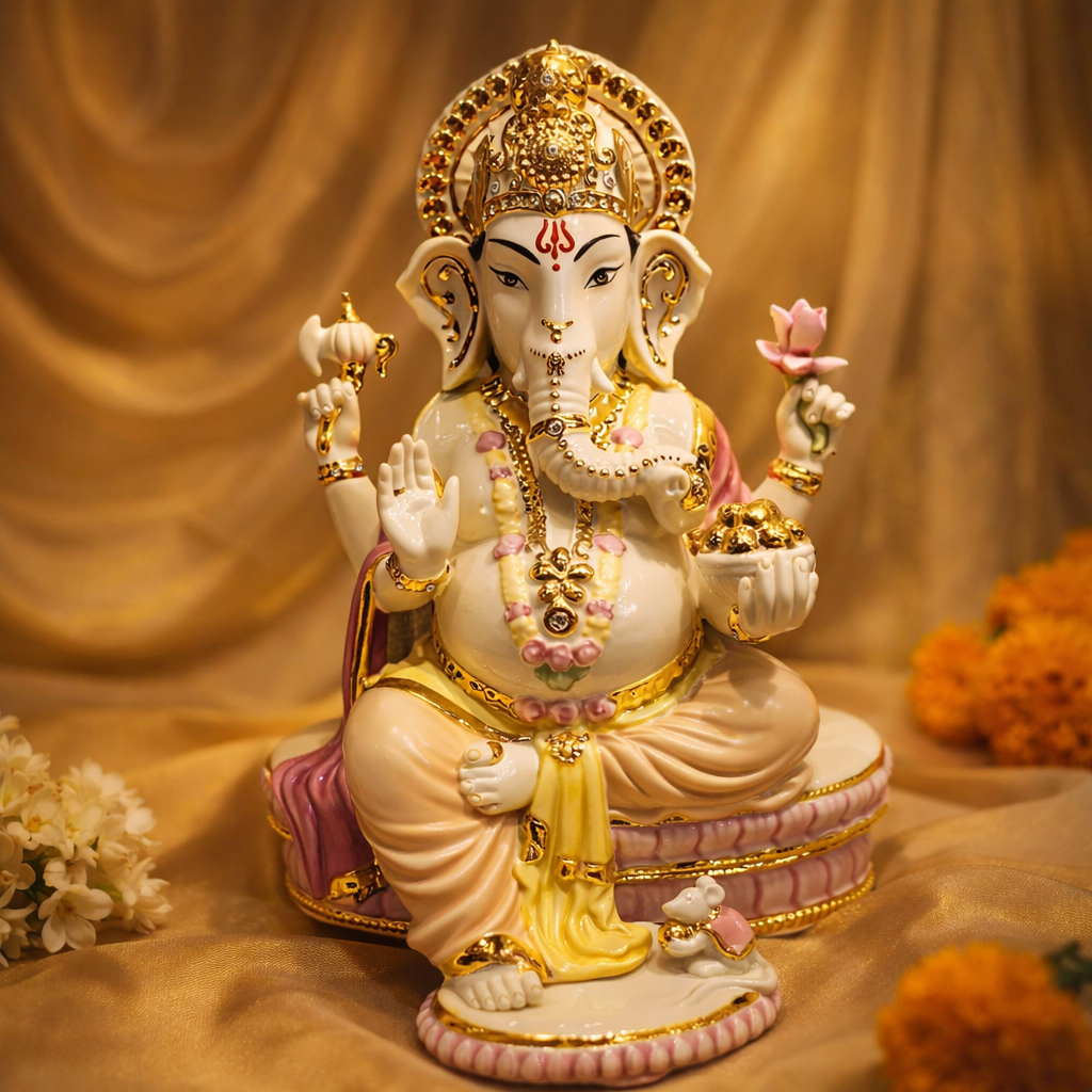 Ganesh ji porcelain coloured