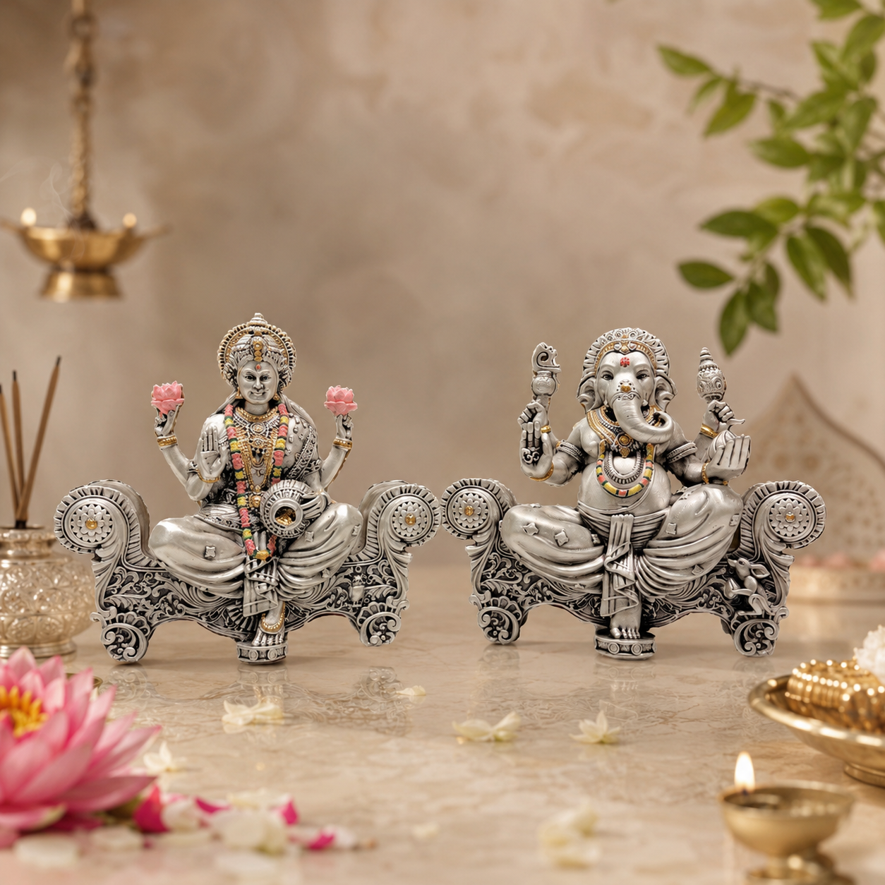 Divine Lakshmi Ganesh Ji Idol Pair