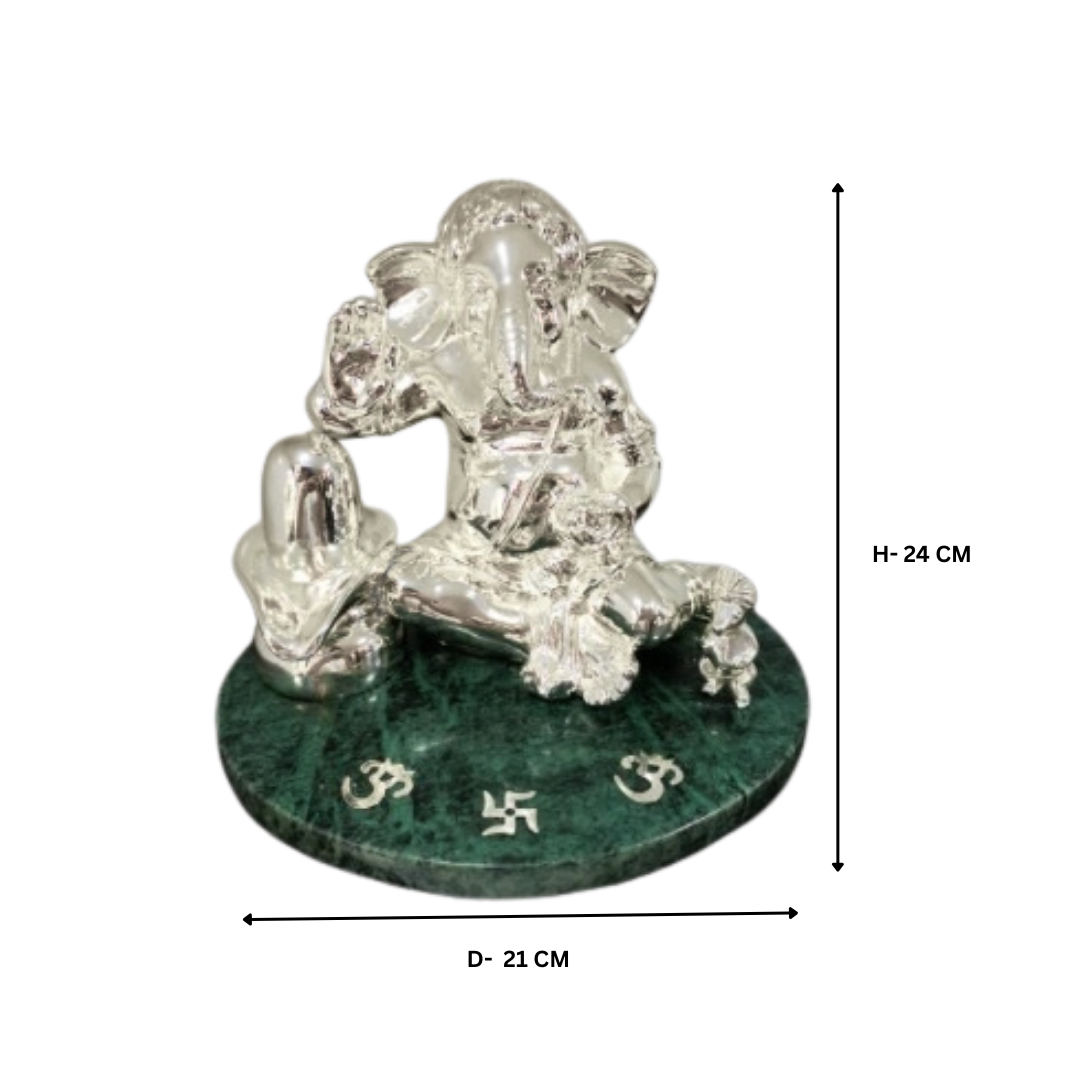 Ganesh Ji with Shivling Silver