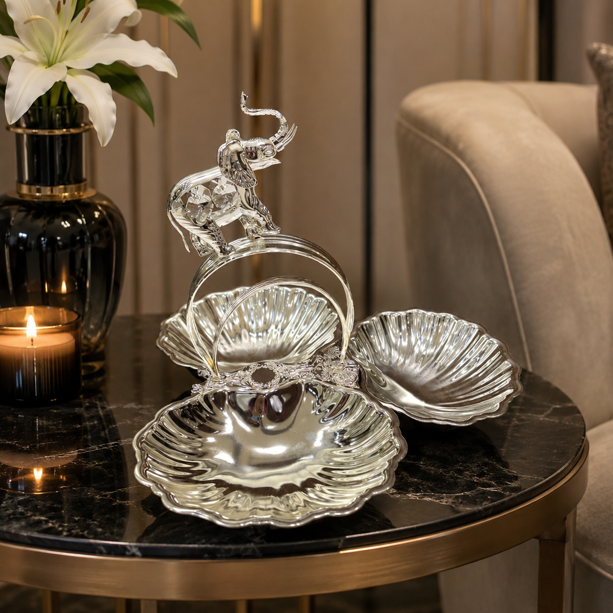 Elephant Swarovski with 3 Serving