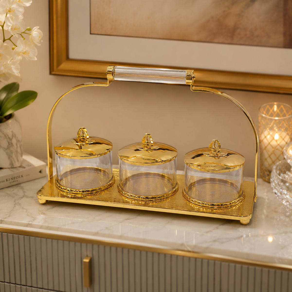 Set of 3 elite nut treasure with handle