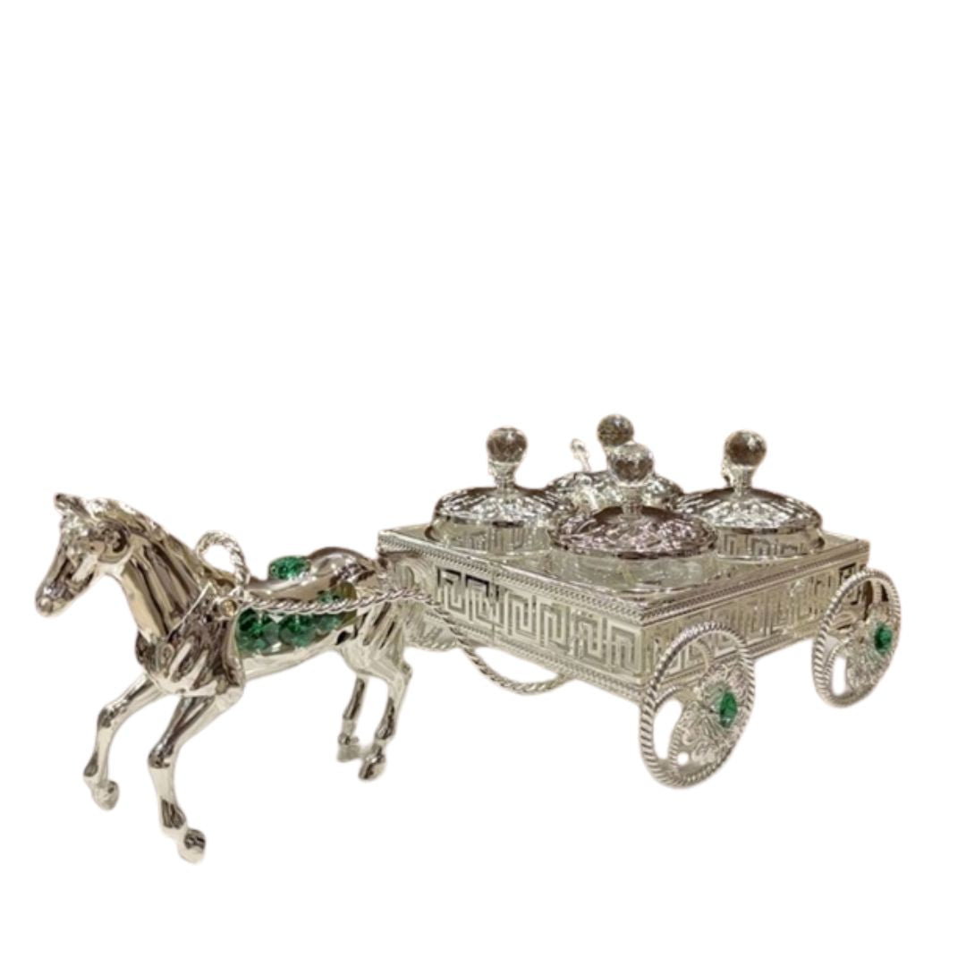 Designer Horse Cart With 4 Dry Fruit Jars