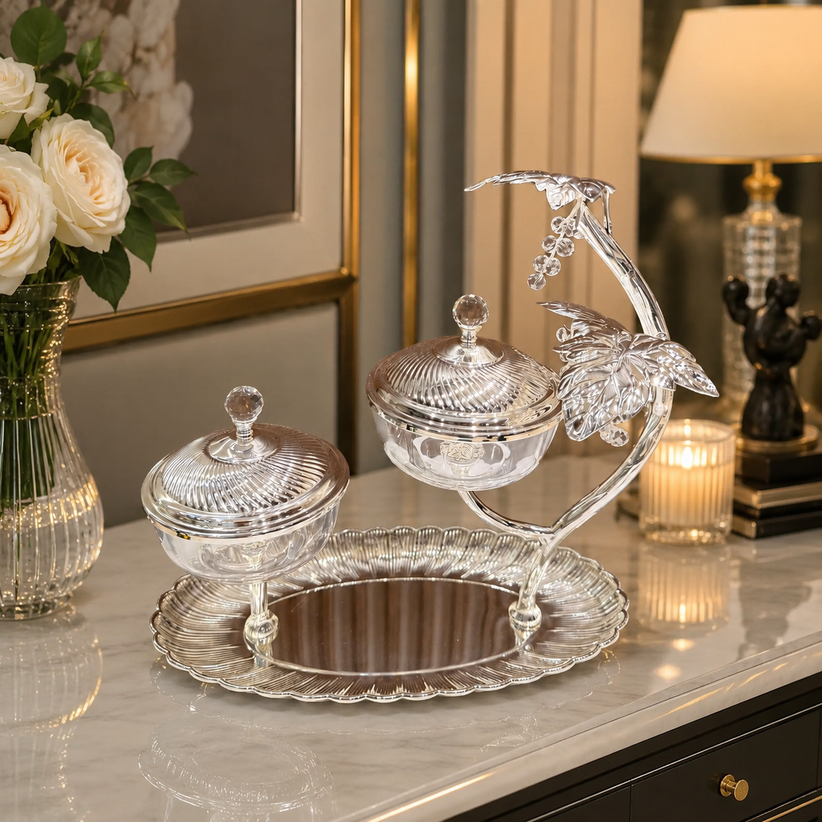 Regal twin leaf dryfruit server