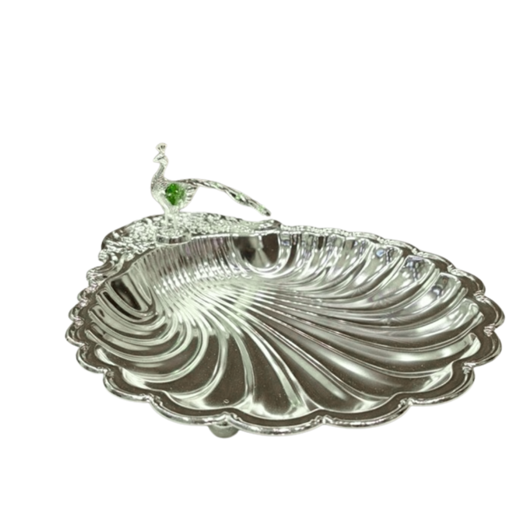 Sea Shell Platter With peacock Medium
