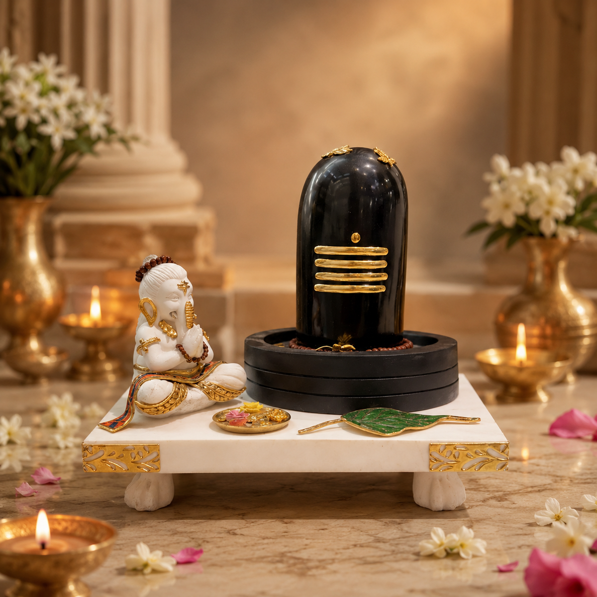 Divine Shivling with Ganesha