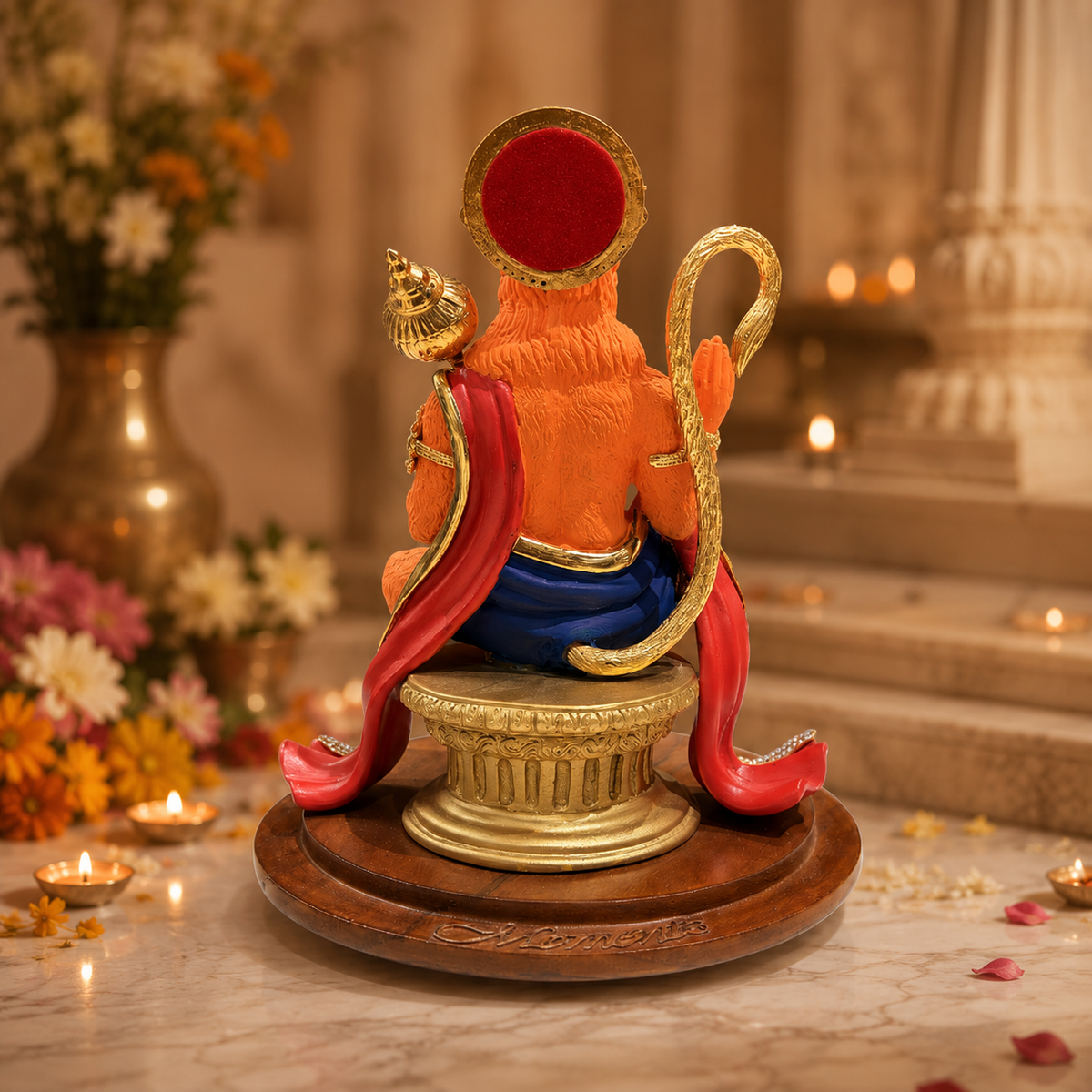Divine Ashirvad Hanuman on Wooden Base