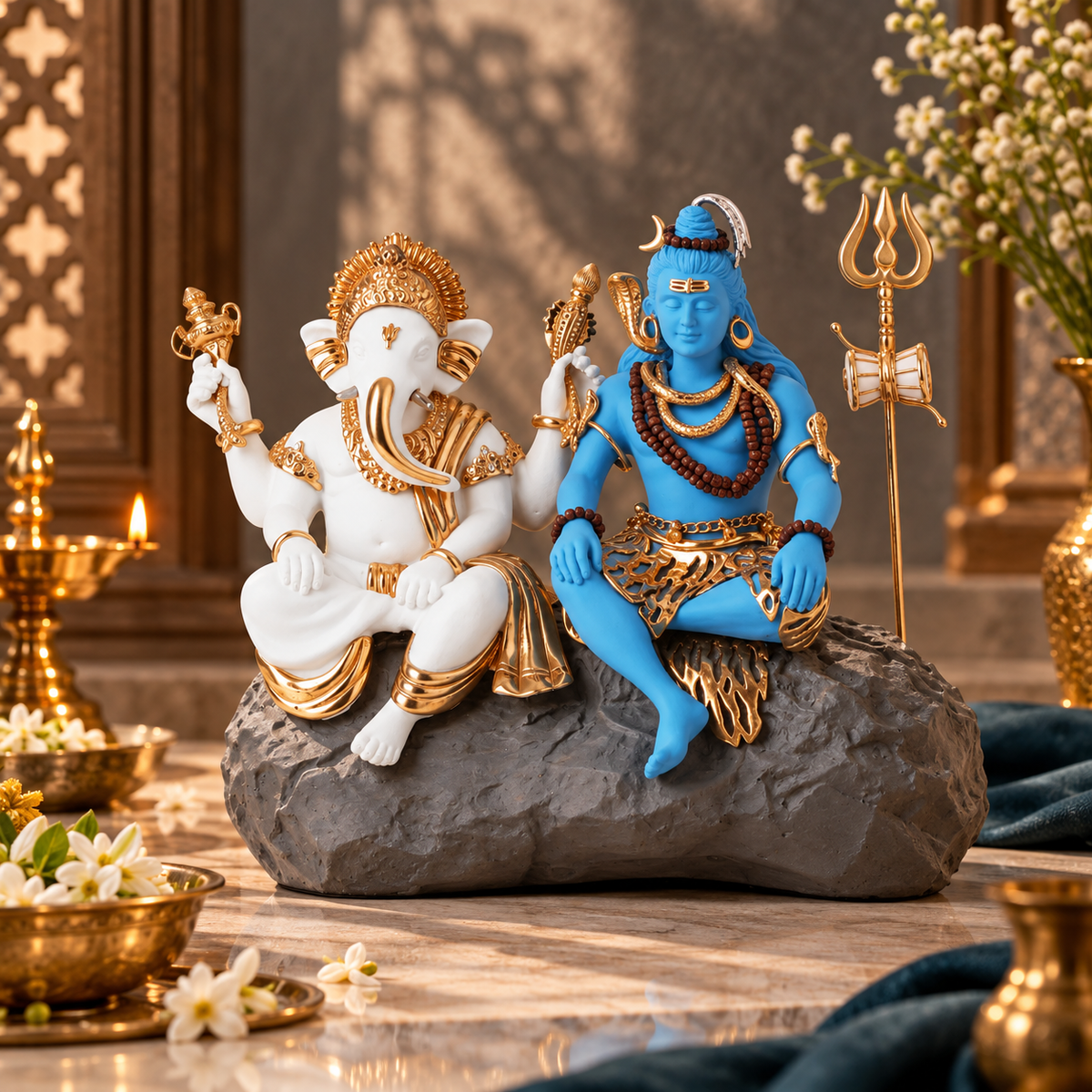 Divine Shiv Ganesha Sitting on Rock