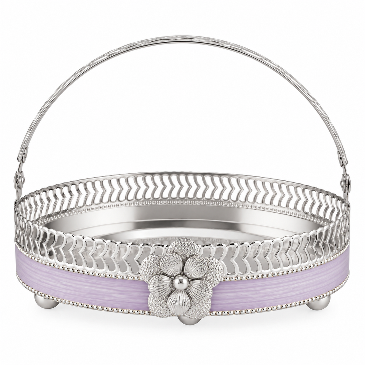 Majestic Bloom Oval Tray with Handle