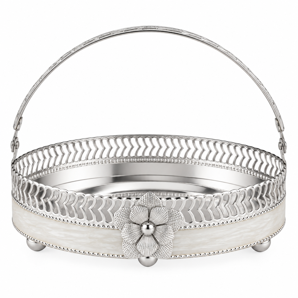 Majestic Bloom Oval Tray with Handle