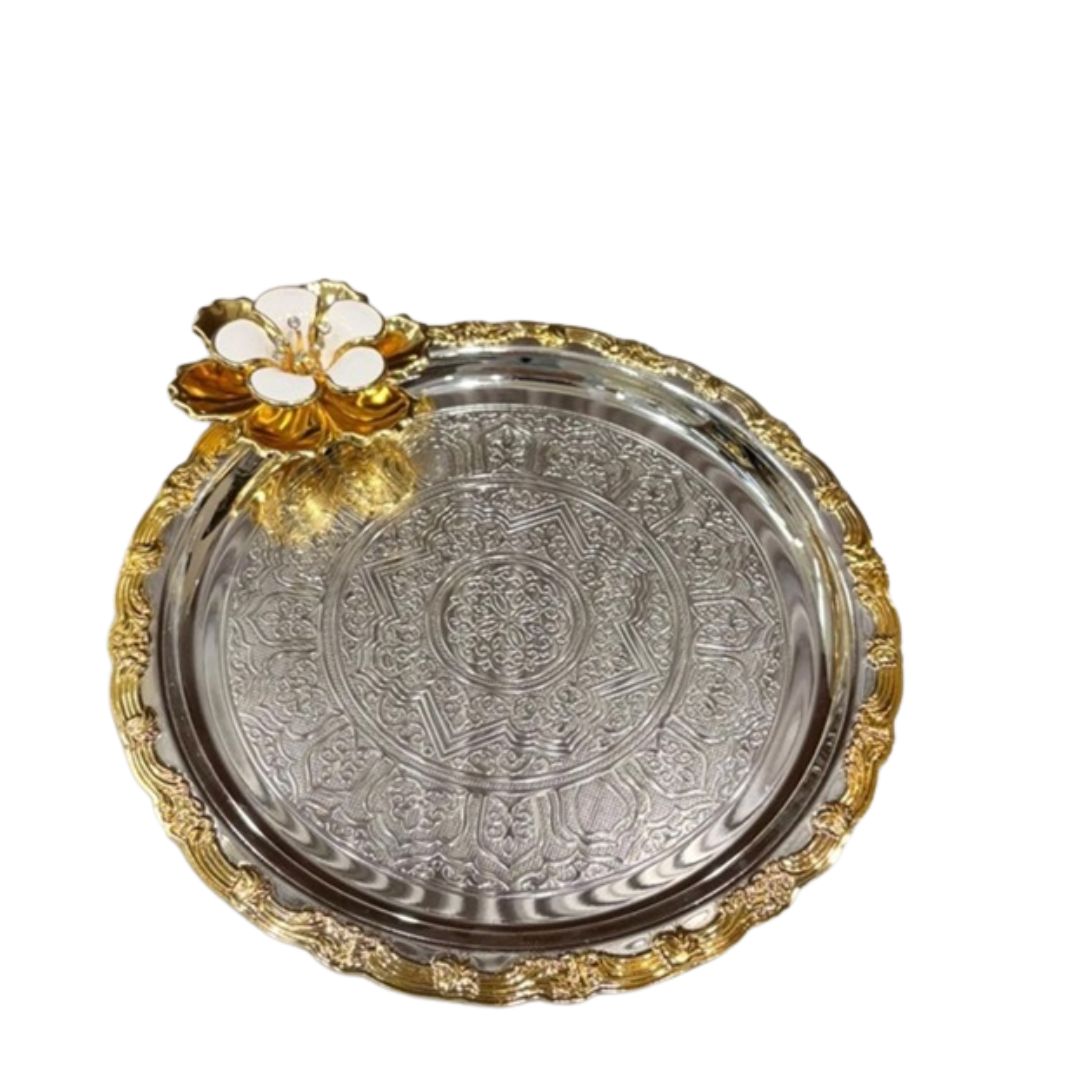 Round Tray With Flower