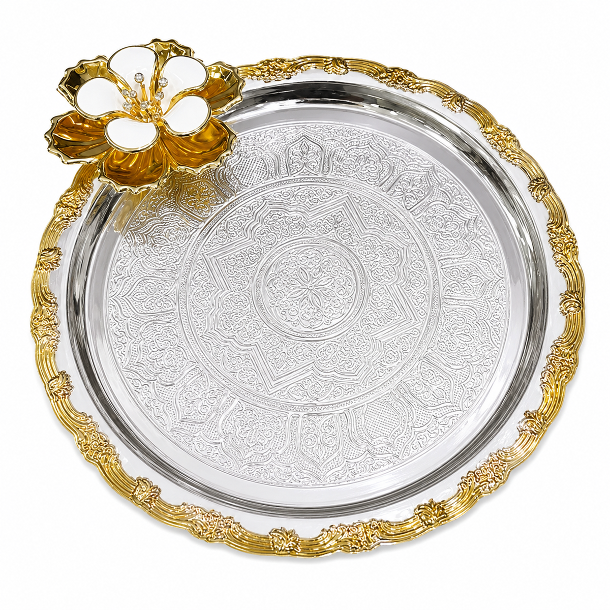 Round Tray With Flower