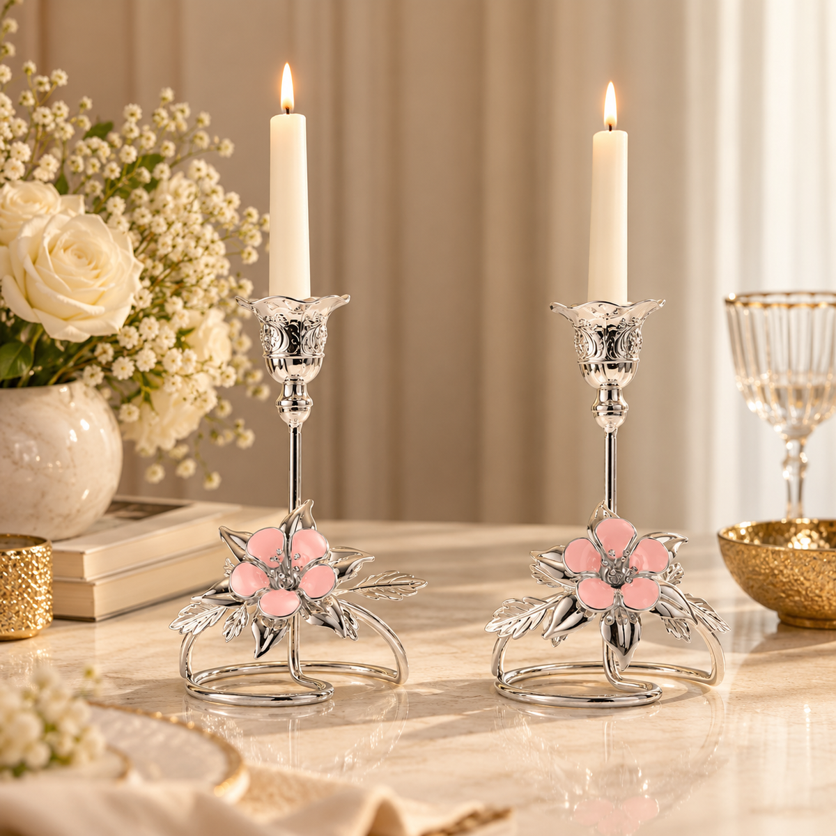 Flower Candle Stand Set of 2 Small