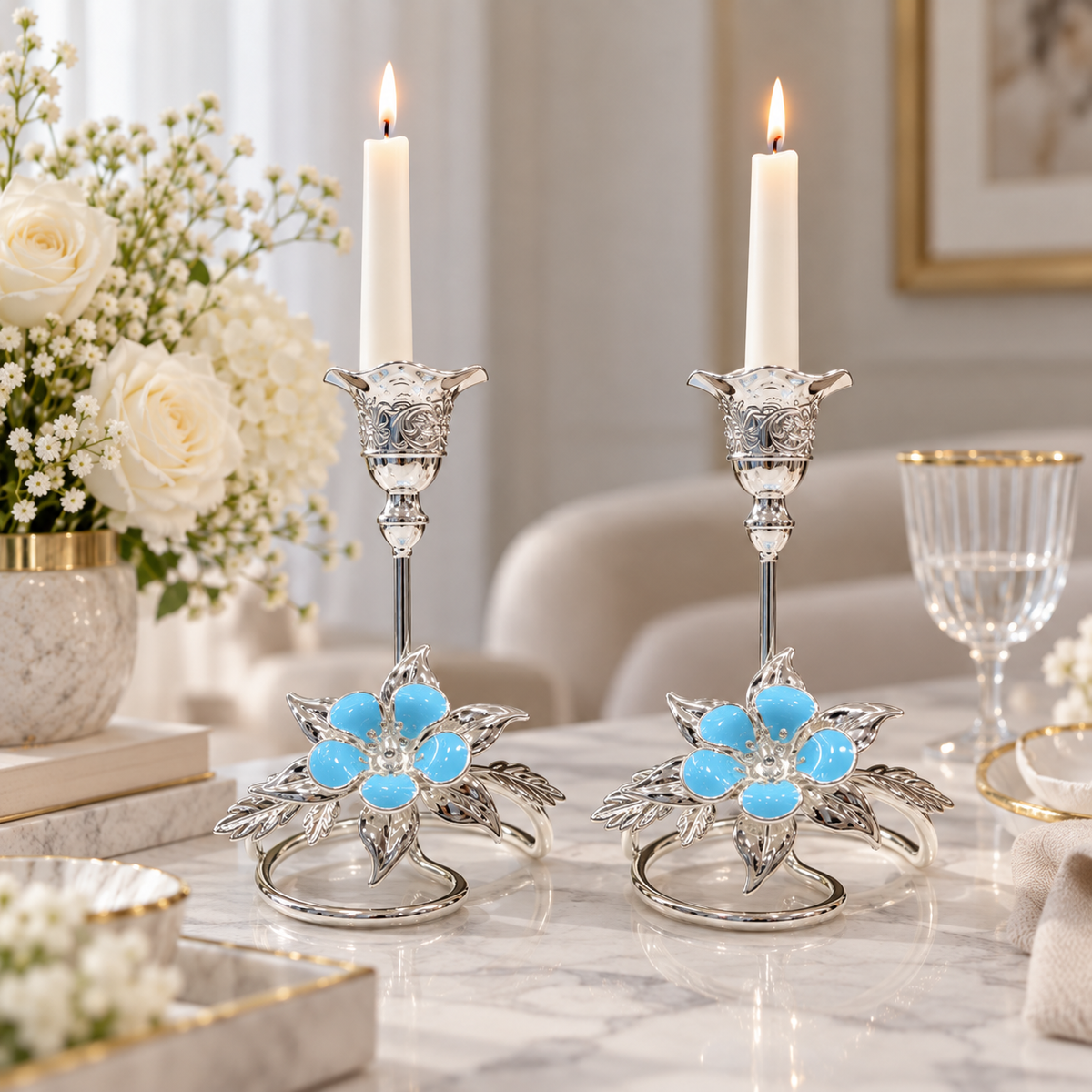 Flower Candle Stand Set of 2 Small