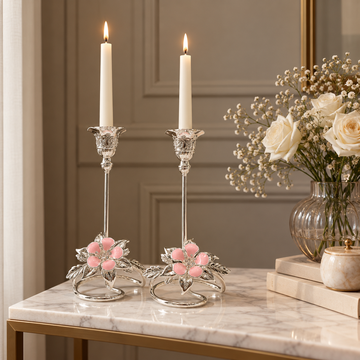 Flower Candle Stand Set of 2 Medium