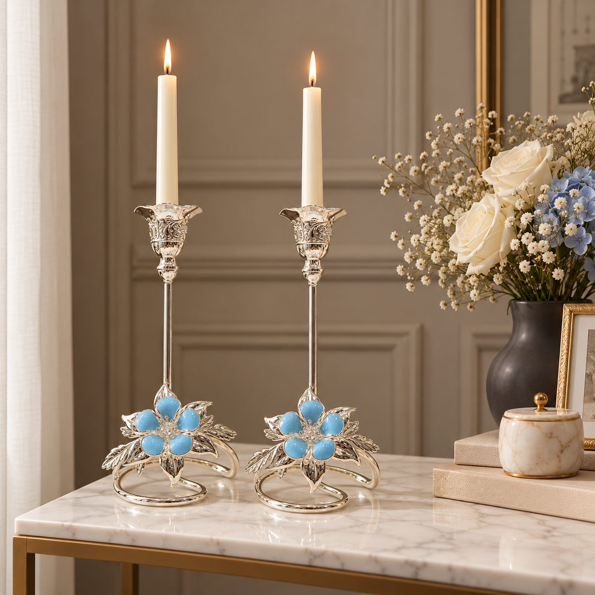 Flower Candle Stand Set of 2 Medium