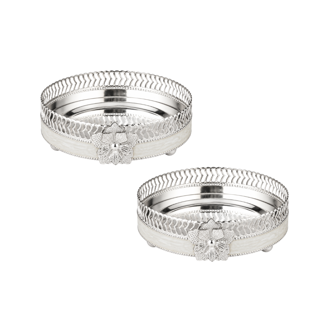 Majestic Bloom Round Tray Set of 2