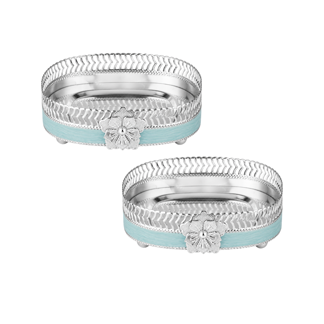 Majestic Bloom Square Tray Set of 2
