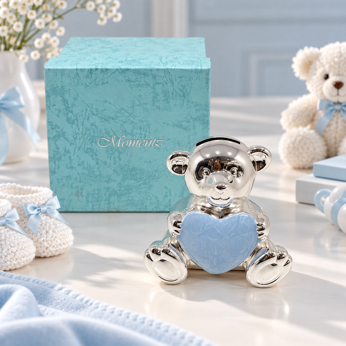 Teddy bear with heart money box