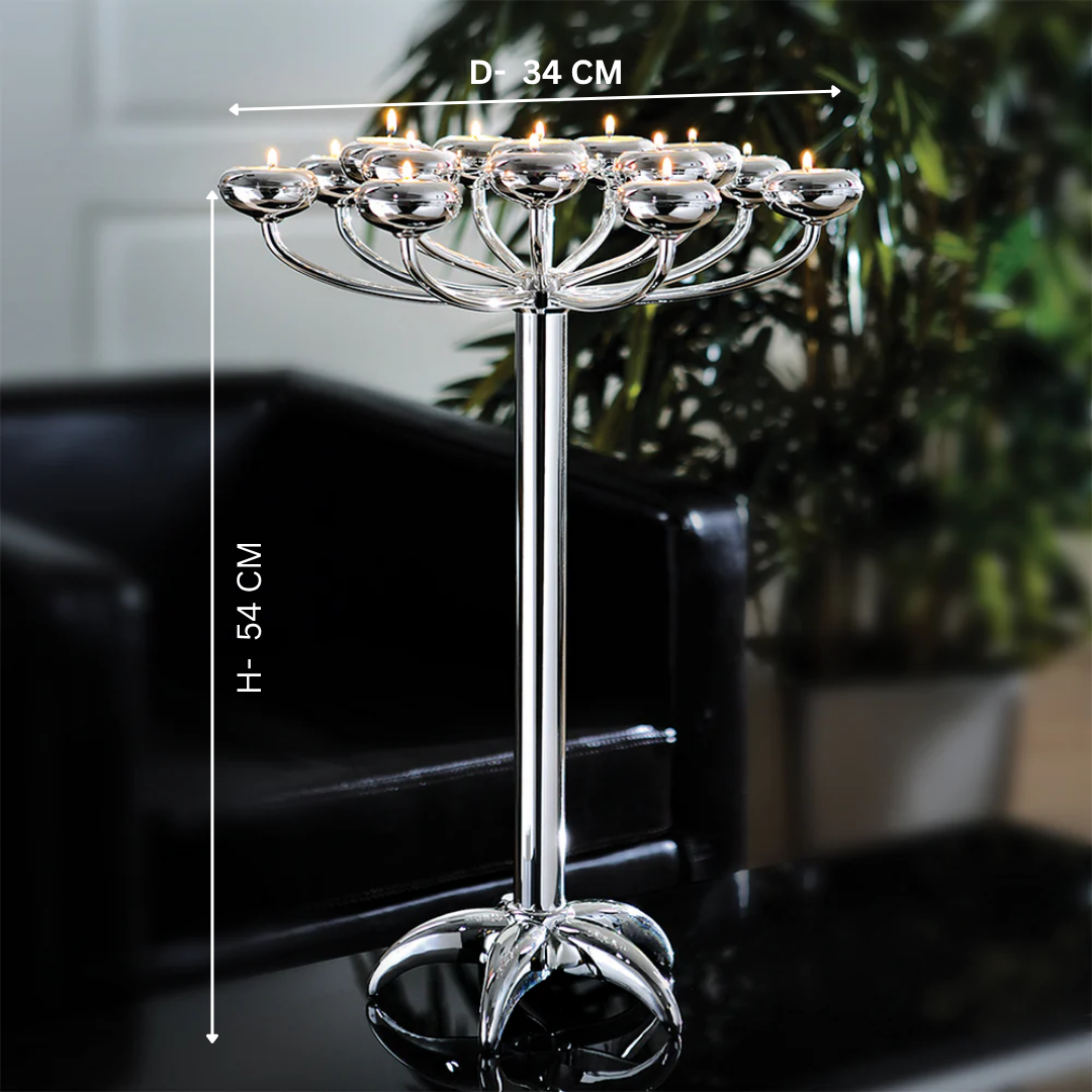 15 Flames Candle Stand- Silver