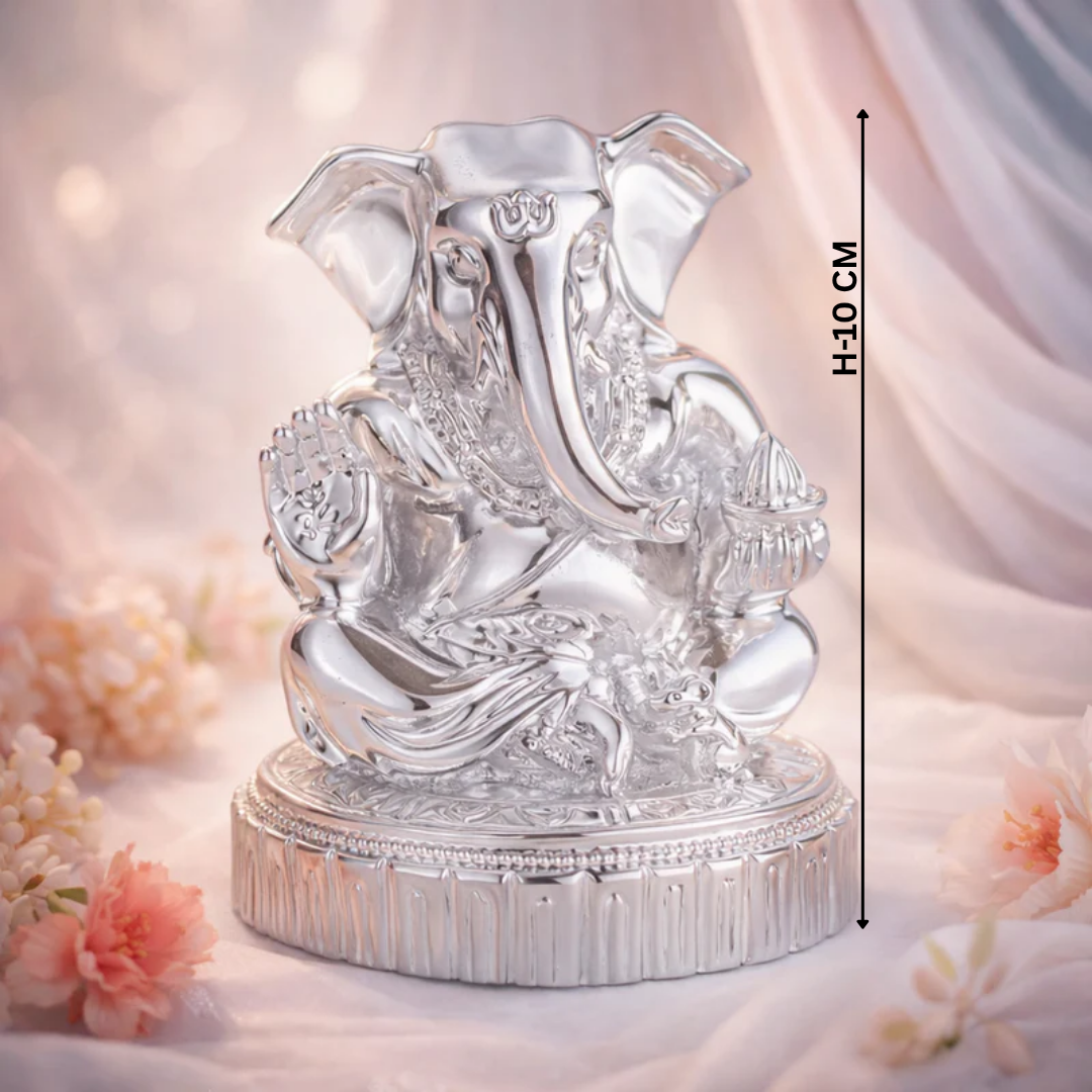 Silver Aura Ganesha Divine Blessing Idol
