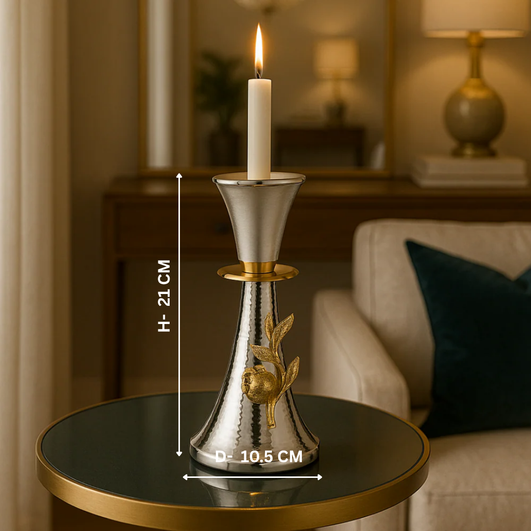 Candle Stand with Gold Flower - Gold